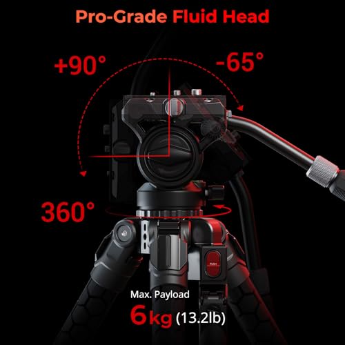 SmallRig x Potato Jet TRIBEX SE 油圧式アルミカメラ三脚 高速伸縮カメラビデオ三脚 ビデオフルードヘッド付き 耐荷重6kg 最大高さ166cm インタビュー/結婚式/風景撮影に最適なプロ仕様ビデオ三脚 5305