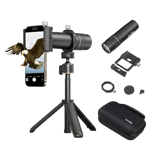 SmallRig スマホ用 8倍望遠レンズ (Tマウント) 三脚付き 8倍光学ズームHD望遠レンズ レンズクランプ 三脚アダプター レンズキャップ 収納バッグ iPhone対応可能 手持ちスポット撮影をサポート 4737