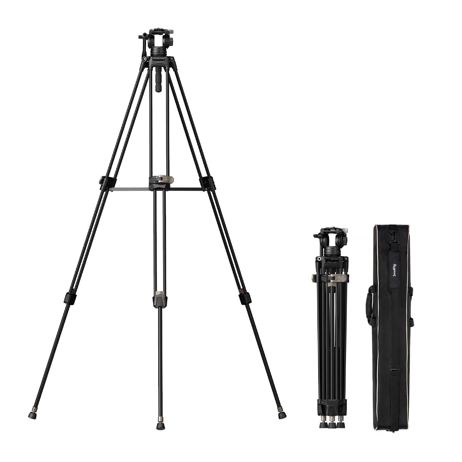 SmallRig アルミニウム合金三脚キットAD-80 【耐荷重8kg 高さ87~191cm】 ビデオ雲台 ビデオ撮影 カメラ用三脚 4163